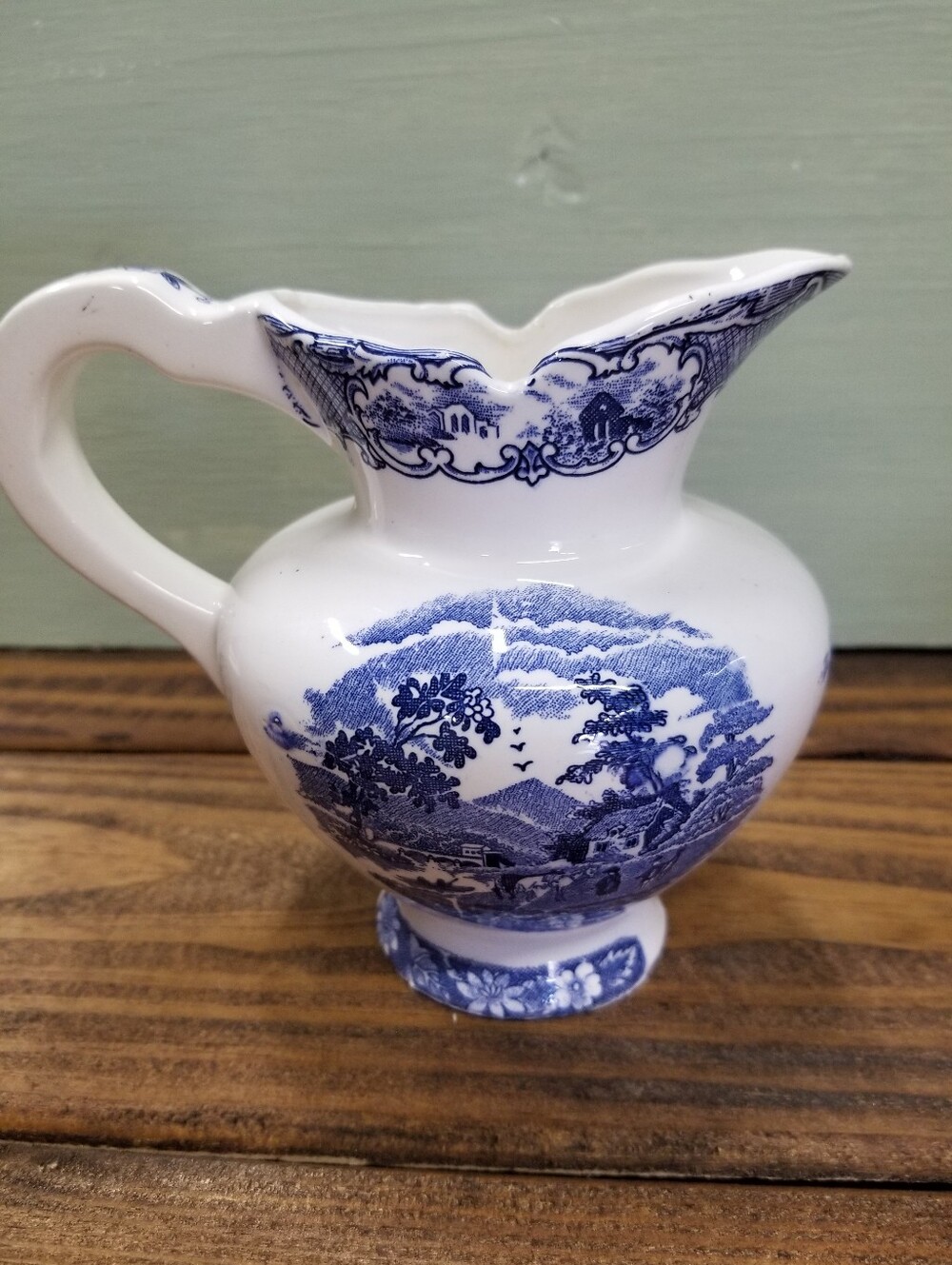 Ceramic Blue & White Pitcher with Handle